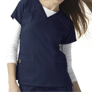 Wonder Wink Women's Navy V-Neck 4 Way Stretch Scrub Top